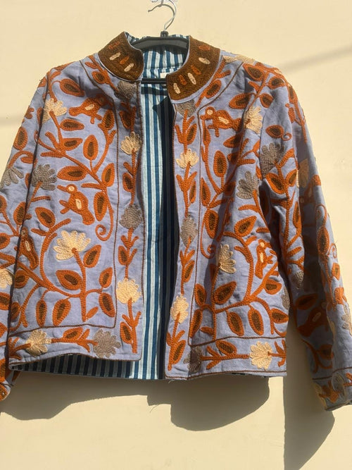 Boho Suzani Velvet Jacket | Oversize Kimono Winter Coat | Handmade Embroidered Artisan Outerwear | Warm Ethnic Jacket | Gift For Wife