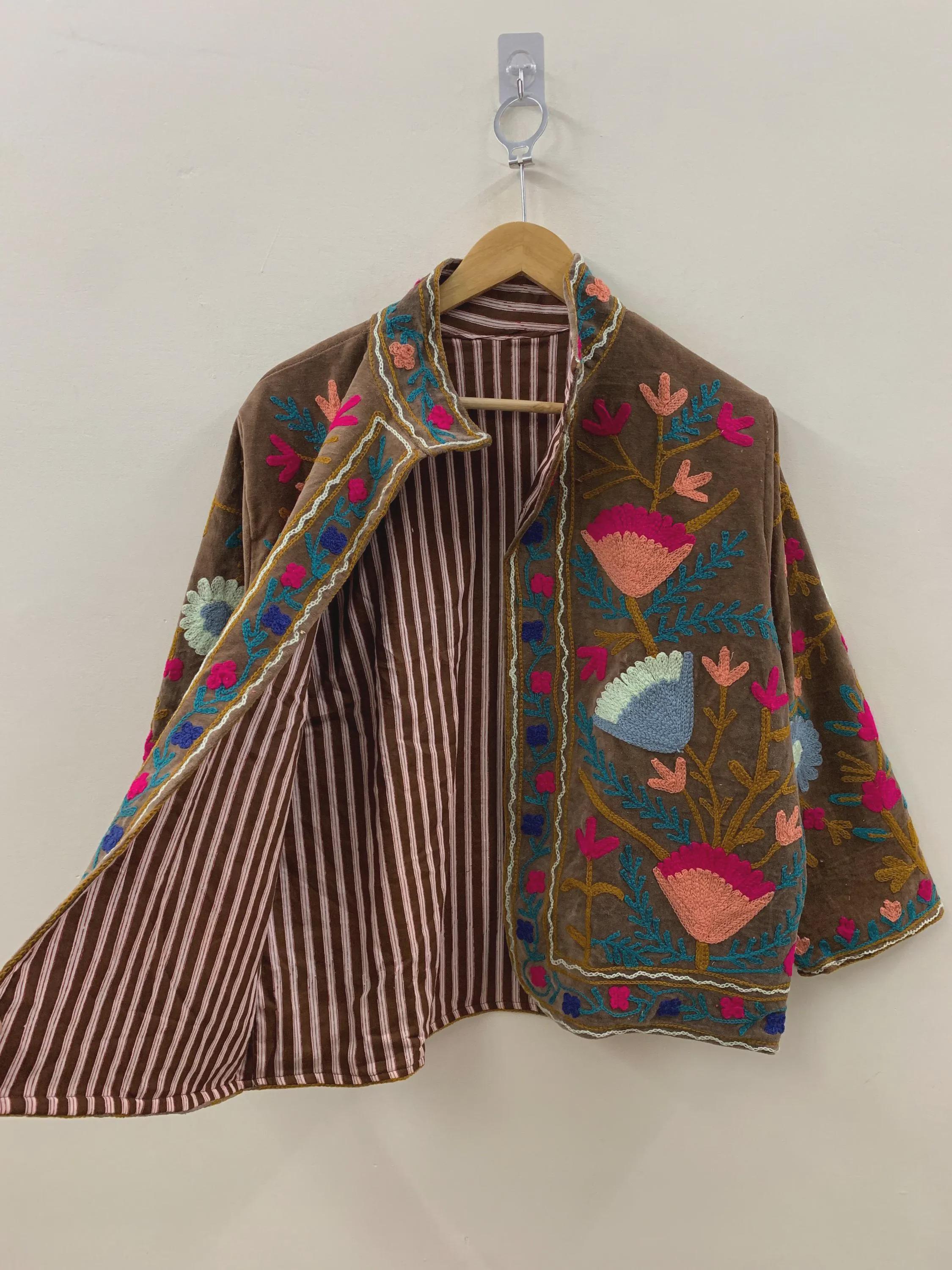 Suzani Velvet Festival Jacket | Handmade Embroidered Boho Coat | Traditional Ethnic Wear Jacket  | Floral Jacket | Warm Winter Jacket