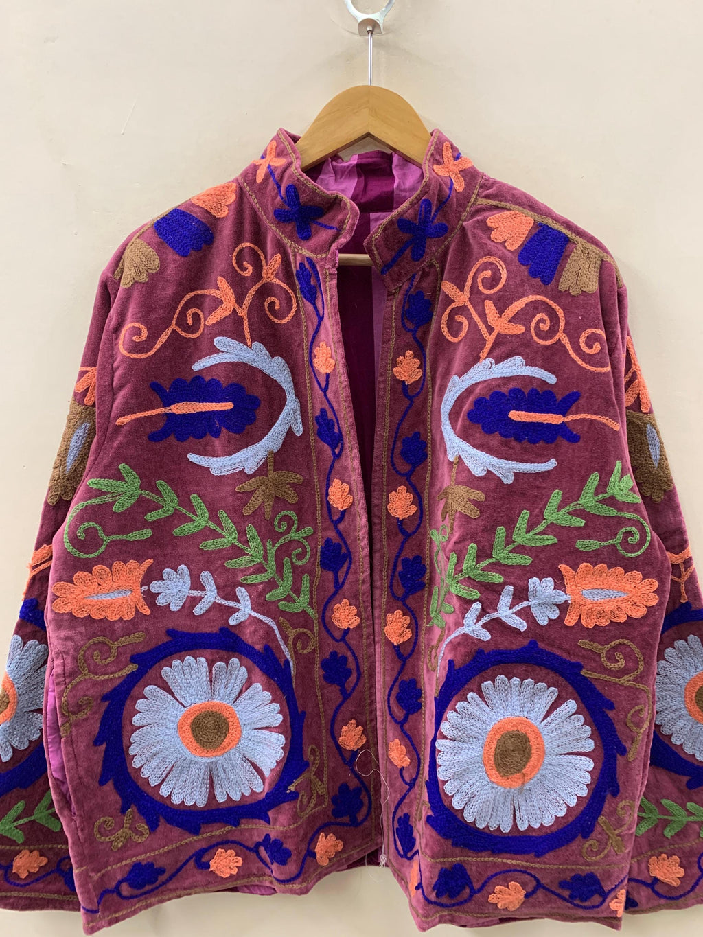 Luxurious Embroidery Suzani Velvet Winter Jacket | Suzani Floral Coat | Unisex Bomber Jacket | Winter Jacket | Traditional Suzani Coat