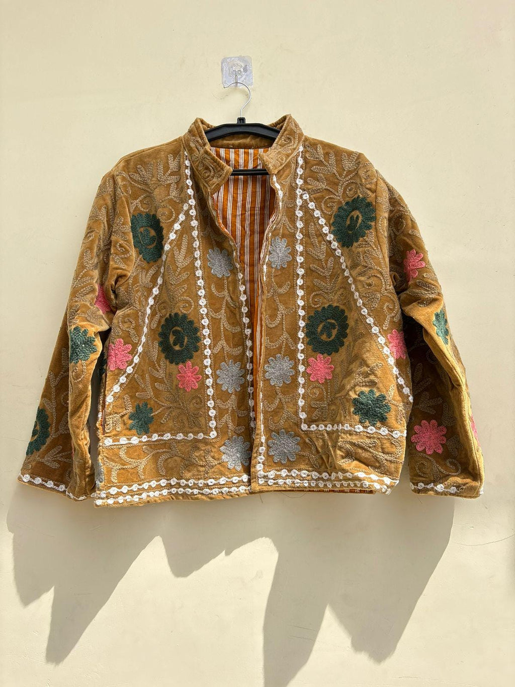 Velvet Suzani Jacket | Floral Embroidery Jacket  | Bohemian Coat | Warm Winter Coat | Artisanal Outerwear | Gift For Her | Cropped Coat