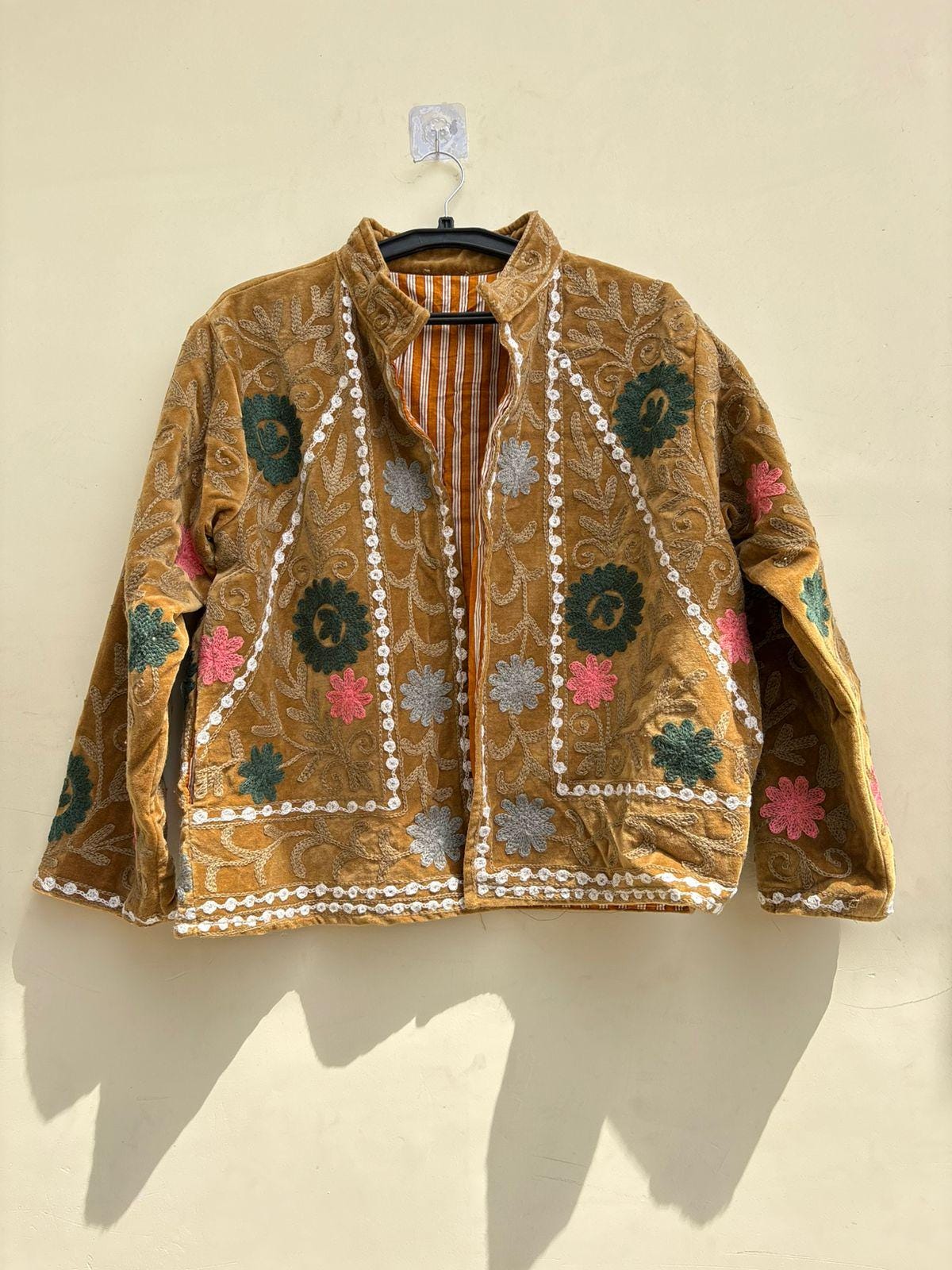 Velvet Suzani Jacket | Floral Embroidery Jacket  | Bohemian Coat | Warm Winter Coat | Artisanal Outerwear | Gift For Her | Cropped Coat