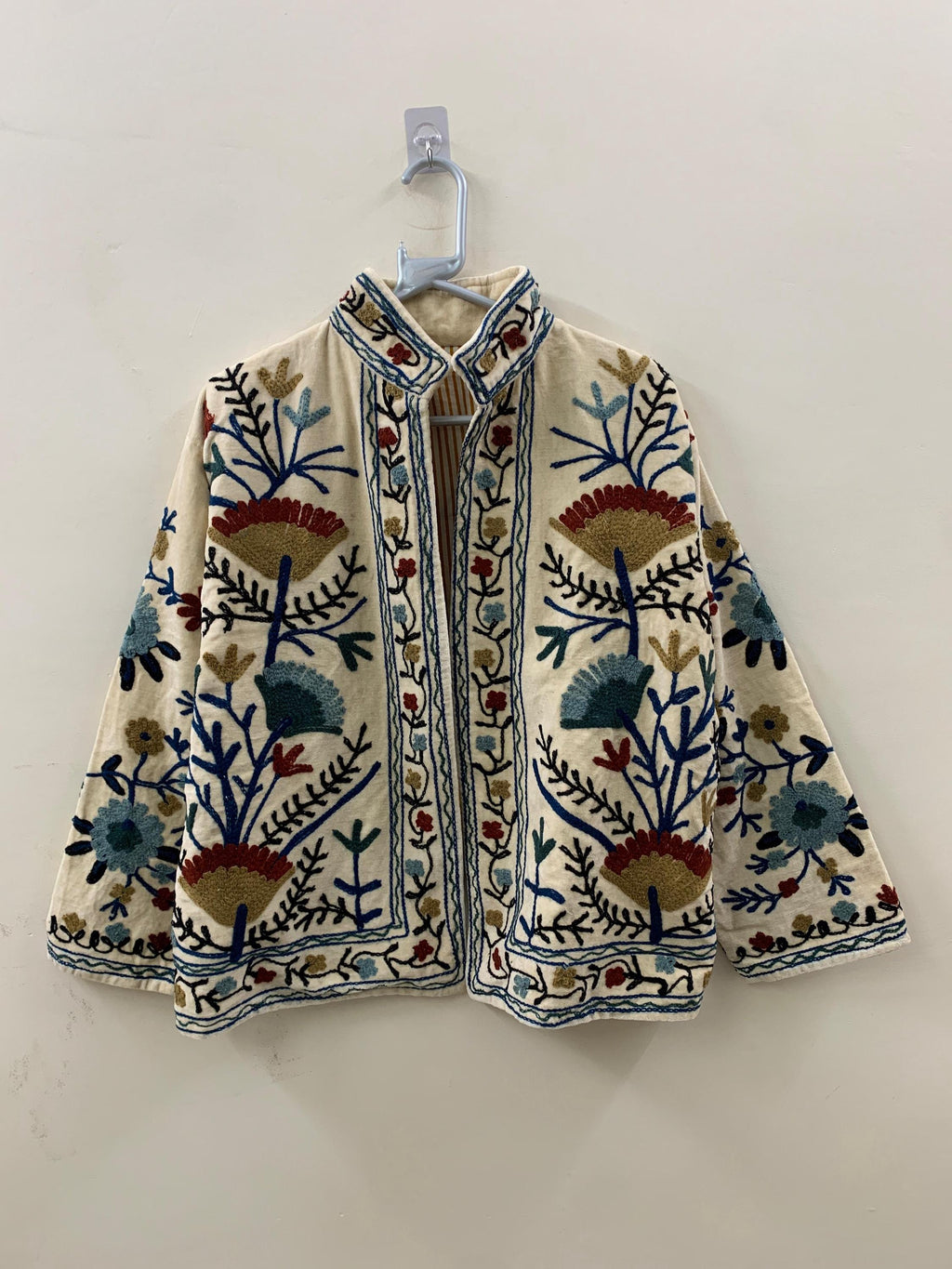 Suzani Embroidery Velvet Jacket | Oversized Long Jacket  | Traditional Boho Cropped Coat | Winter Wear Jacket  | Gift for Her