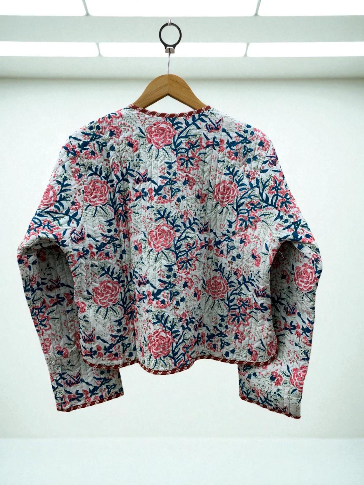 Cotton Quilted Cropped Boho Jacket | Women's Printed Lightweight Cropped Jacket | Spring Jacket | Bomber Jacket | Gift For Her | Outerwear