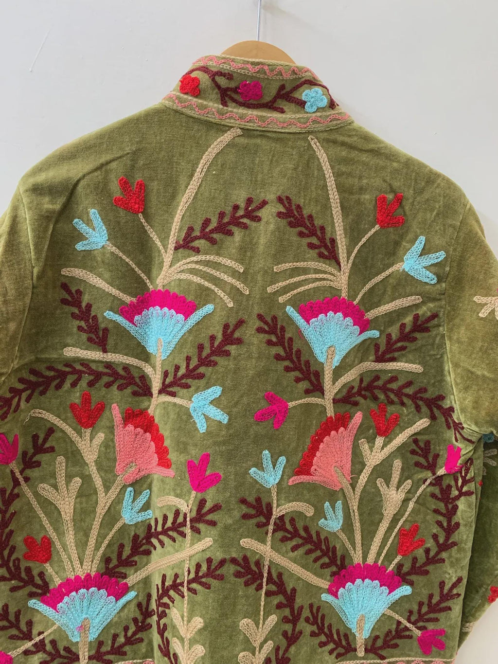 Bohemian Suzani Embroidered Velvet Winter Jacket | Handmade Short Festival Coat