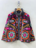 Boho Suzani Embroidered Velvet Jacket | Vintage Style Winter Coat | Traditional Suzani Coat | Statement Embroidered Coat
