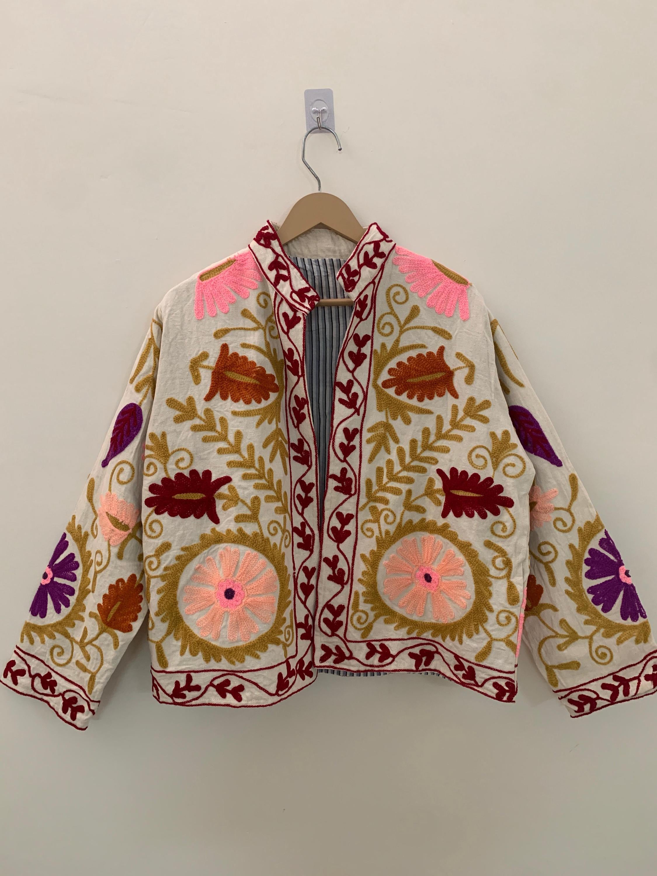 Soft TNT Fabric Suzani Jacket: Modern Short Chic Coat | Gift For Her