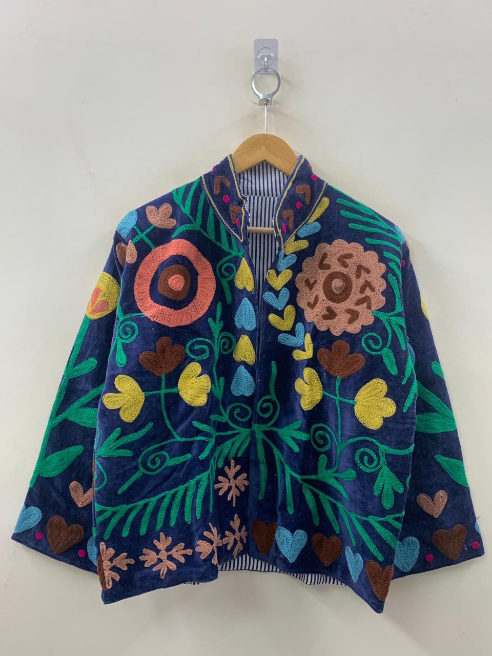 Handmade Floral Embroidery Velvet Jacket, Bohemian Suzani Coat, Gift For her