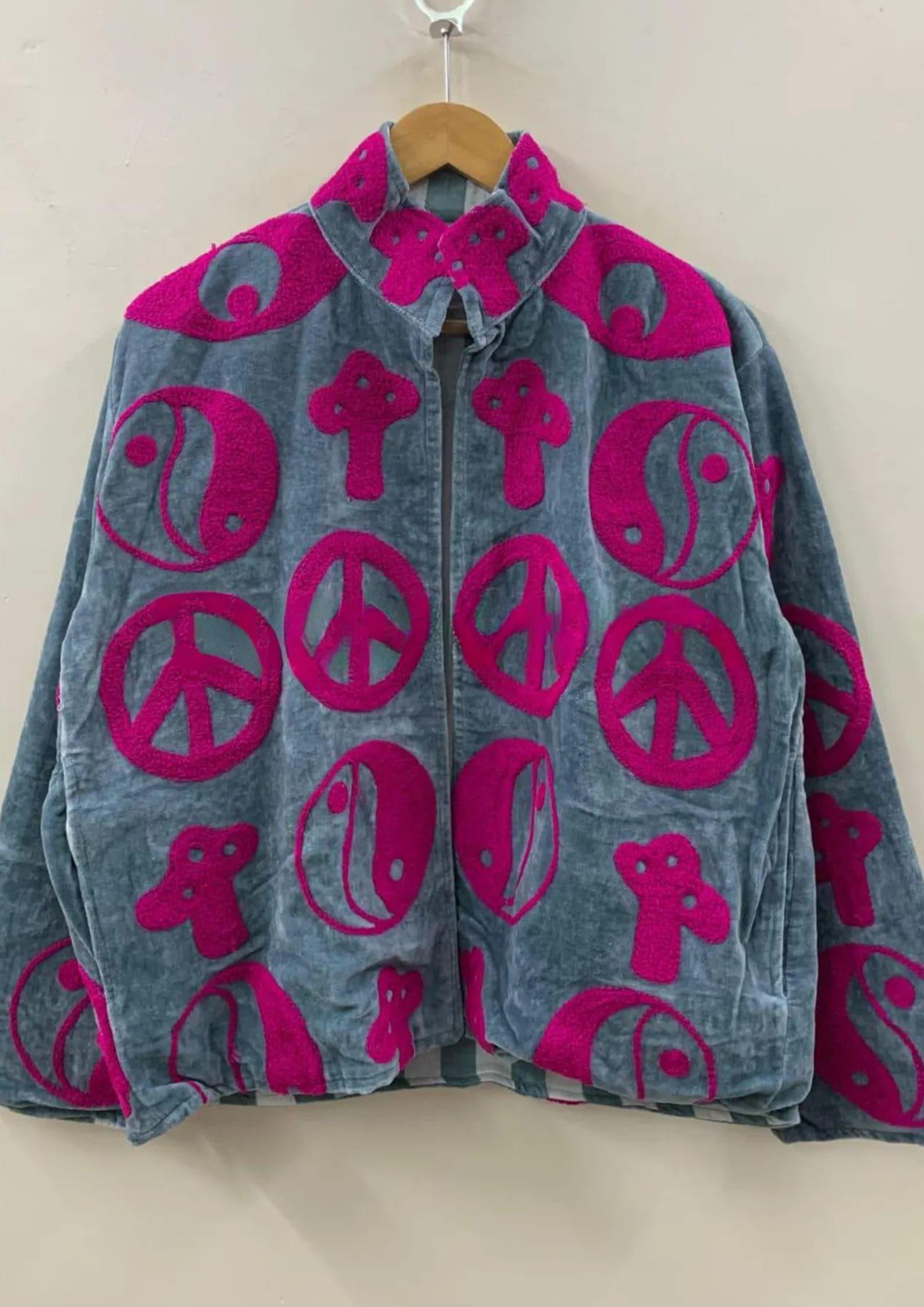 Unique Embroidered Velvet Jacket - Suzani Coat - Festival Bohemian Clothing for Women - Vintage Style Suzani Jacket -Gift For Her