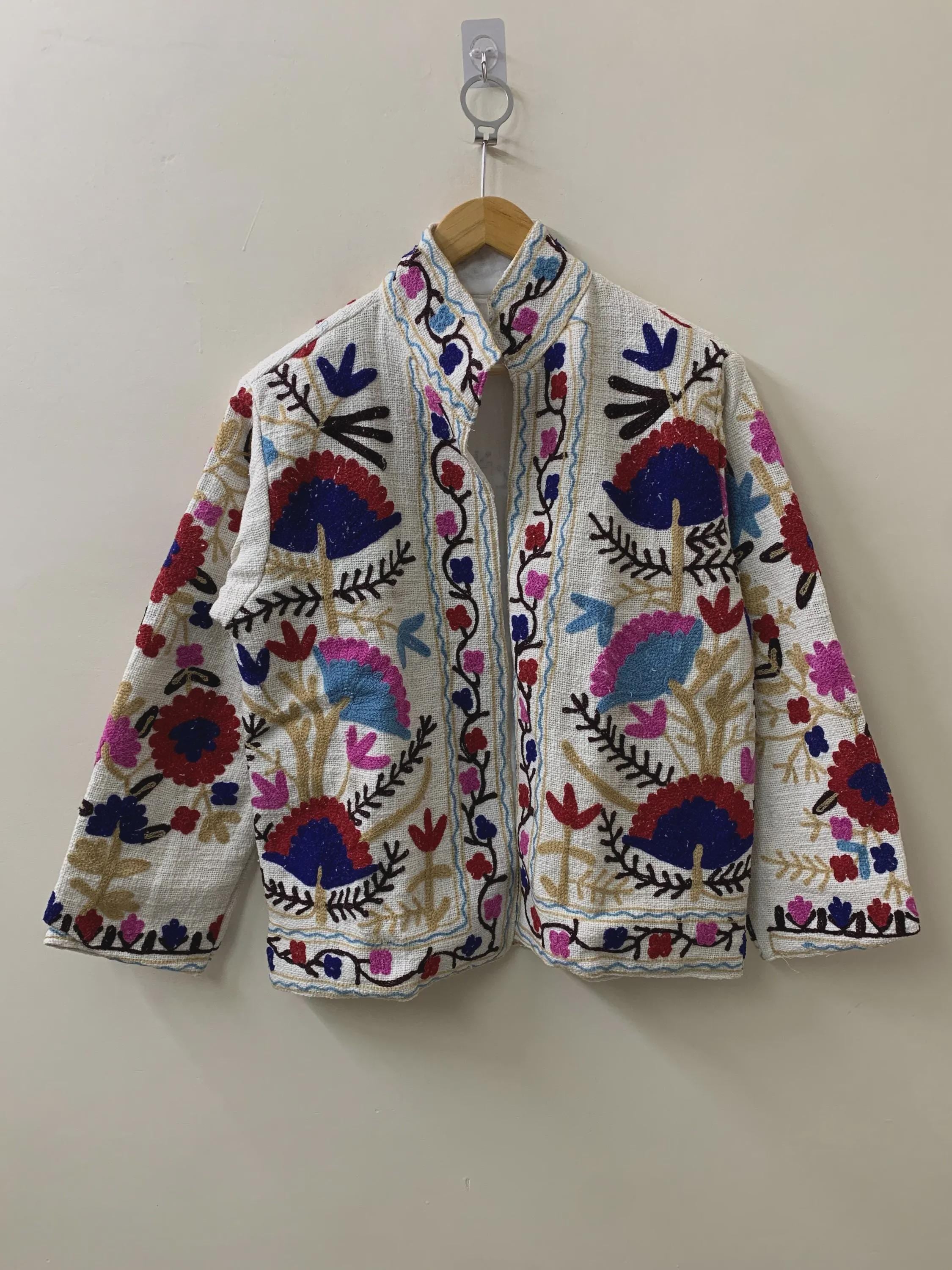 Luxurious Embroidery Suzani Velvet Winter Jacket, Suzani Floral Coat, Unisex Bomber Jacket, Winter Jacket, Women's Coat, Duster Boho Jacket