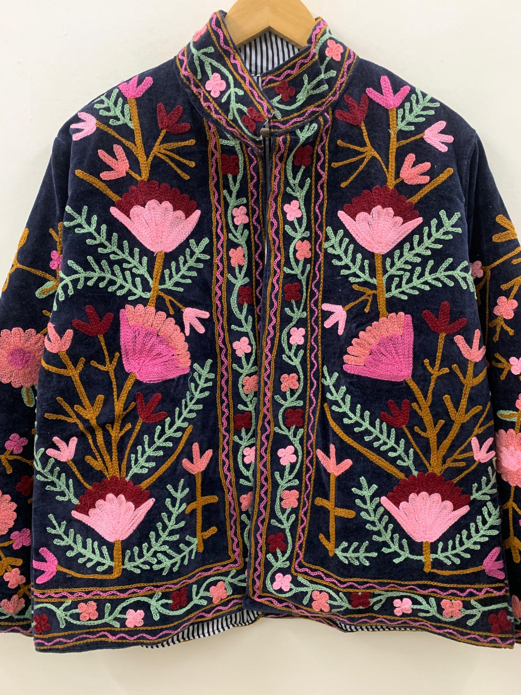 Black Suzani Velvet Short Jacket | Suzani Embroidery Jacket | Winter Wear Women's Jacket Coat | Suzani Coat | Gift For Her |Duster Jacket