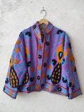 Vintage Cotton Suzani Jacket – Embroidered Peacock Floral Boho Coat