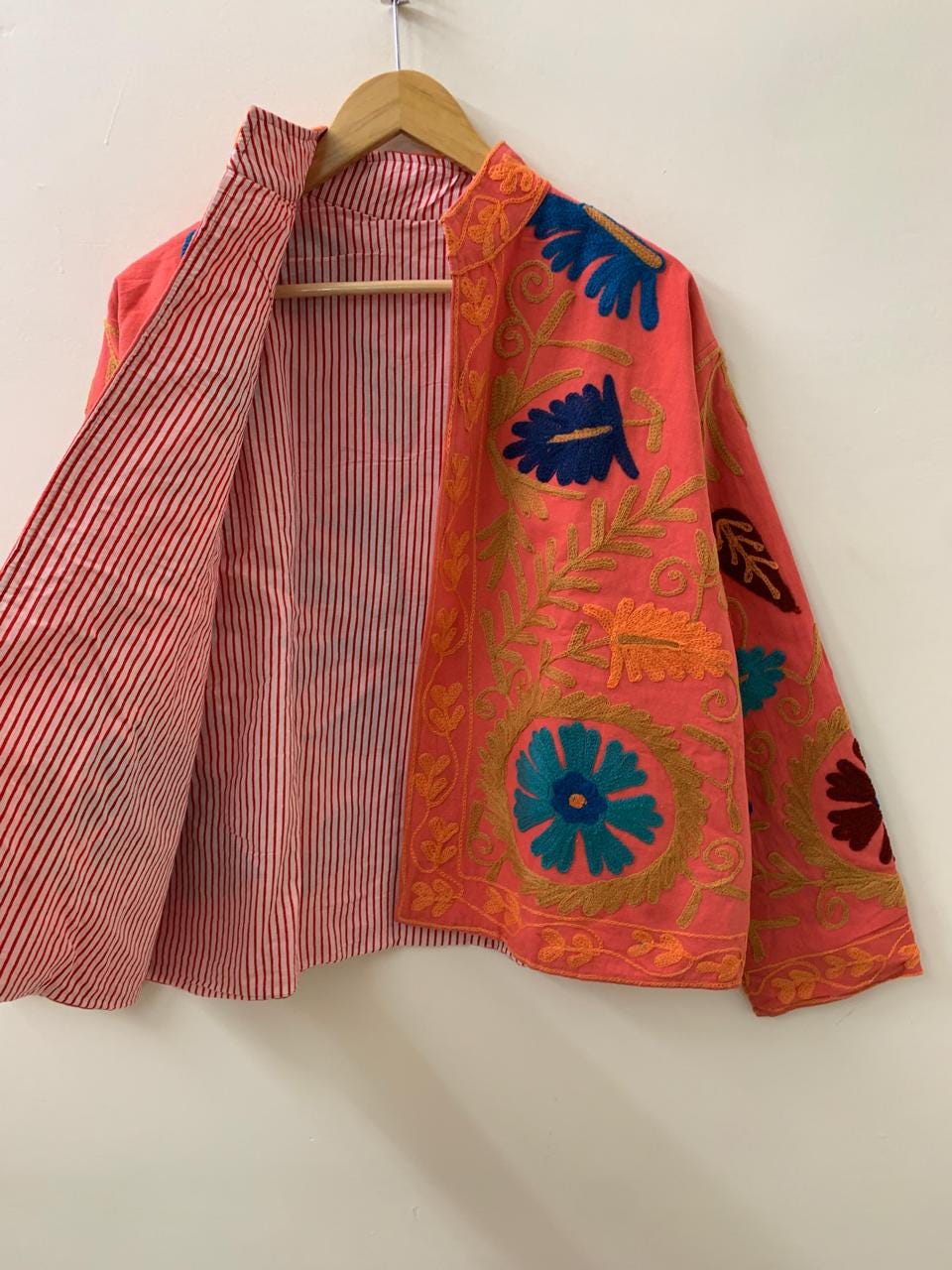 Boho Suzani Velvet Short Jacket – Boho Embroidered Coat- Winter Coat - Uzbek Travel Jacket, Festival Jacket Style Outerwear -Street Jacket