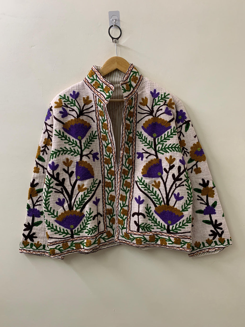 Floral Suzani TNT Fabric Short Boho Jacket | Long Sleeve Button Winter Coat | Short Jacket | Spring Bomber Jacket | Gift For Her | TNT Coat