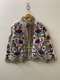 Floral Suzani TNT Fabric Short Boho Jacket | Long Sleeve Button Winter Coat | Short Jacket | Spring Bomber Jacket | Gift For Her | TNT Coat