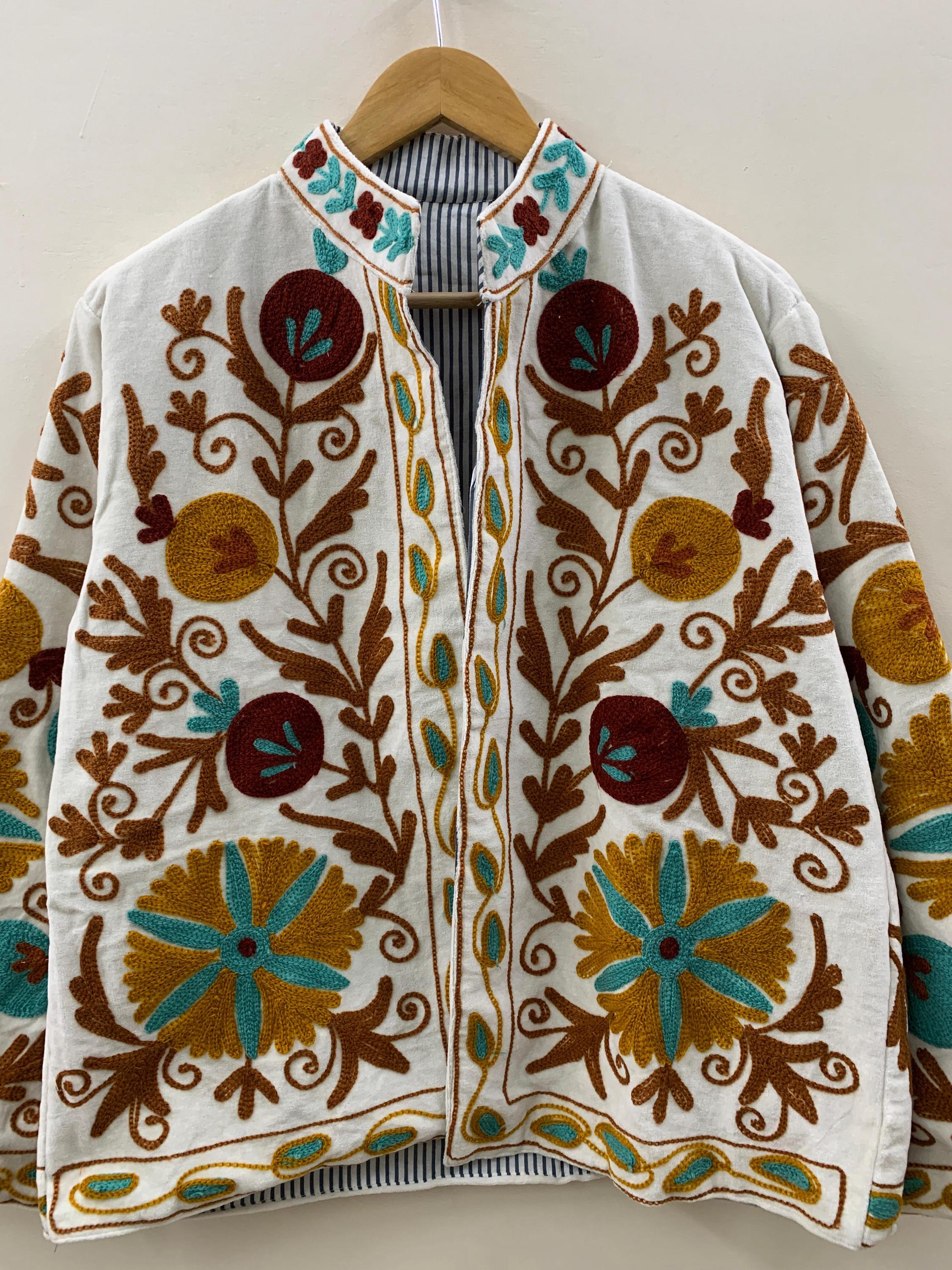Embroidered Velvet Suzani With Pocket Winter Jacket |Boho Floral Jacket |Bomber Jacket |Winter Warmed Coat |Gift For Her |Spring Warm Jacket