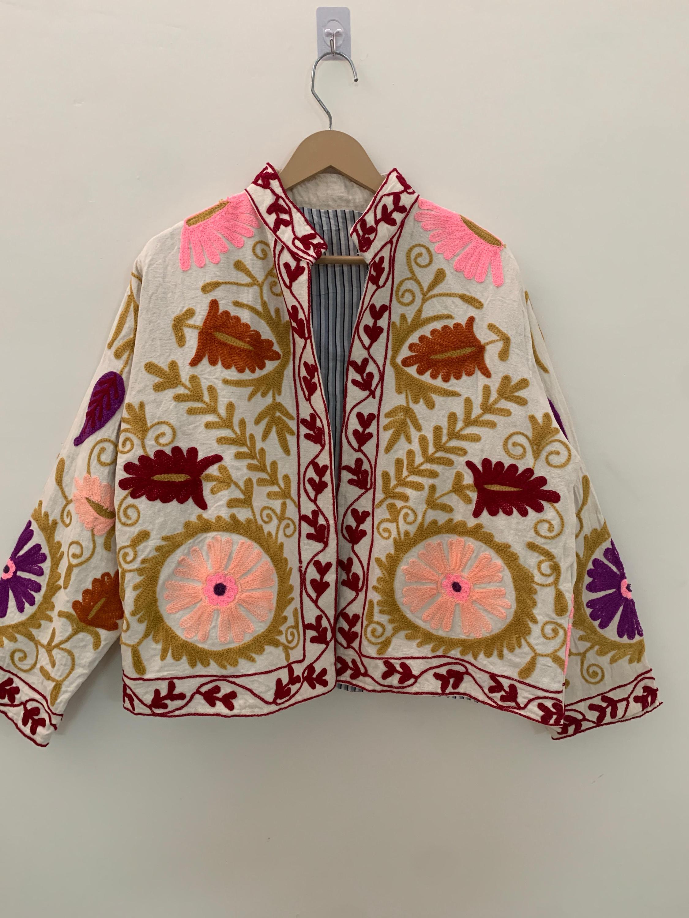 Soft TNT Fabric Suzani Jacket: Modern Short Chic Coat | Gift For Her