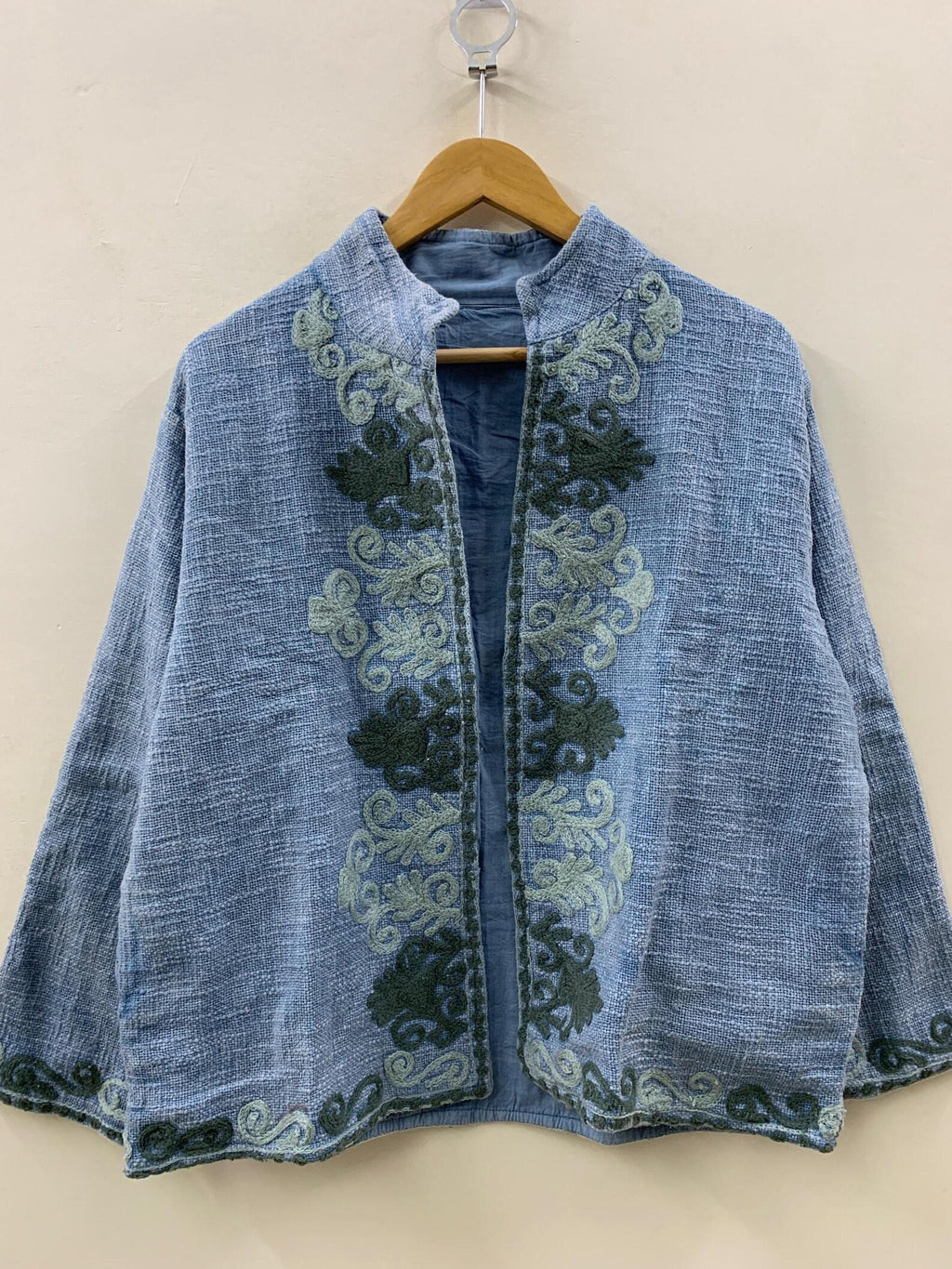 Grey Floral Suzani Velvet Short Jacket | Vintage Winter Coat | Short Ethnic Jacket | Spring Bomber Jacket | Gift For Her |Suzani Outerwear