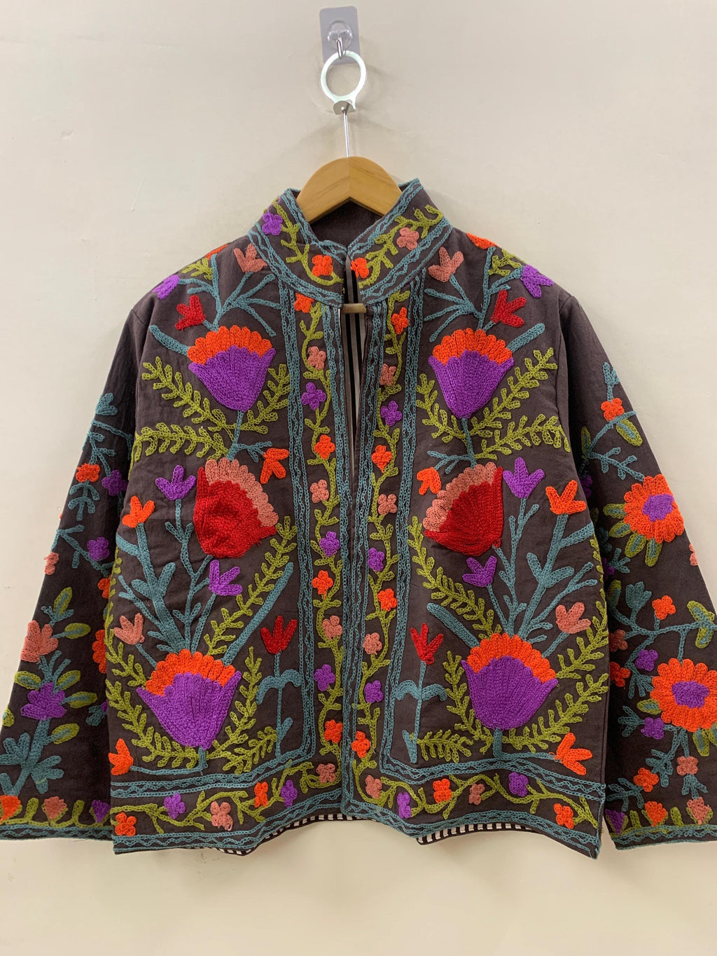 Indian Suzani Velvet Short Jacket | Suzani Embroidery Jacket | Winter Wear Women's Jacket Coat | Suzani Coat | Gift For Her |Duster Jacket