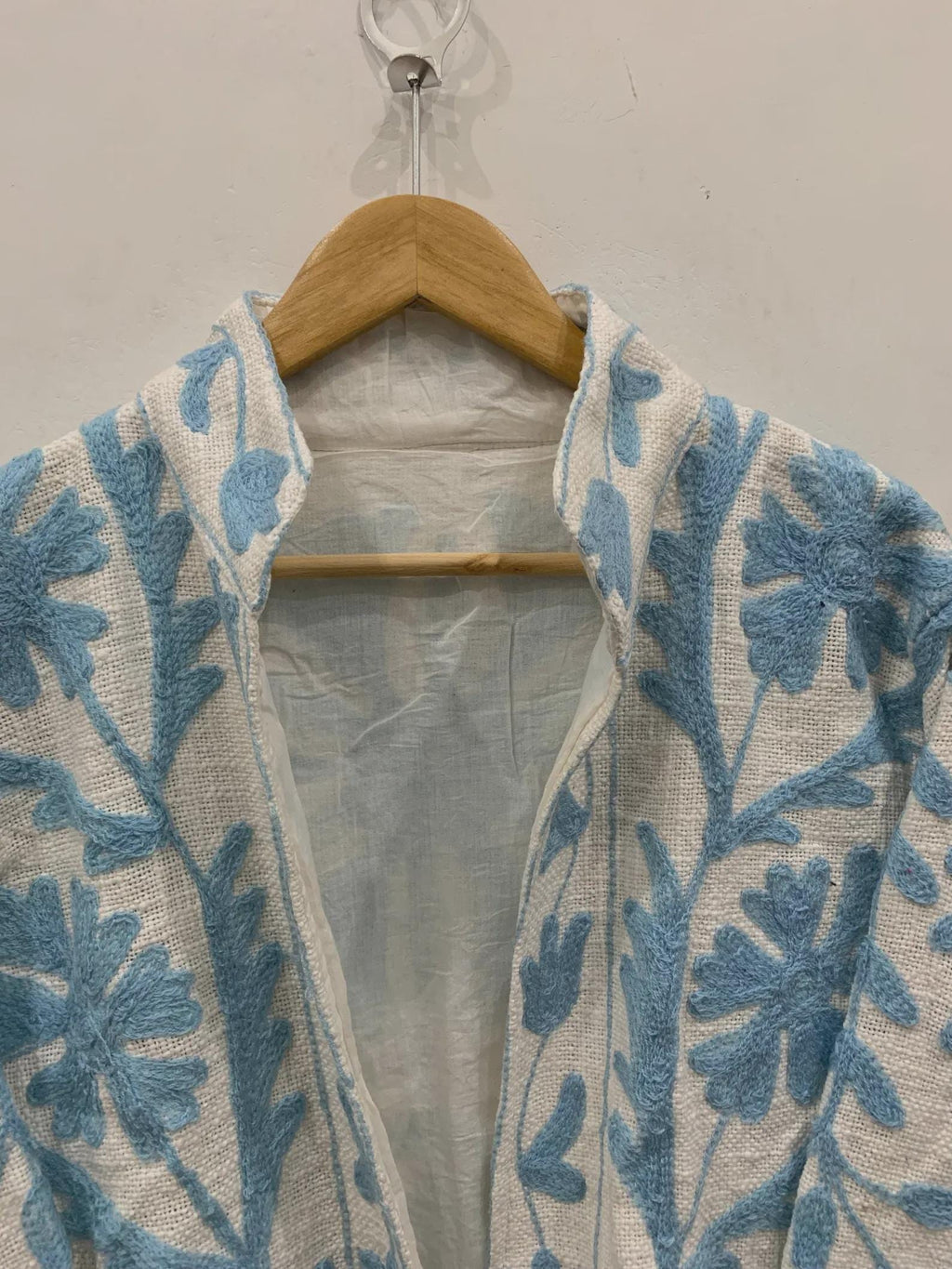 Blue Suzani TNT Fabric Short Boho Jacket | Long Sleeve Button Winter Coat | Short Jacket | Spring Bomber Jacket | Gift For Her | TNT Coat