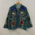 Hand Embroidered Velvet Suzani Jacket | Short Boho Gypsy Autumn Coat | Women's Floral Outerwear | Gift for Her | Kimono Duster Jacket