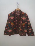 Boho Suzani Velvet Kimono Jacket | Embroidered Short Jacket | Vintage Ethnic Outerwear | Cropped Coat Fit | Winter Wear | Gift for Her