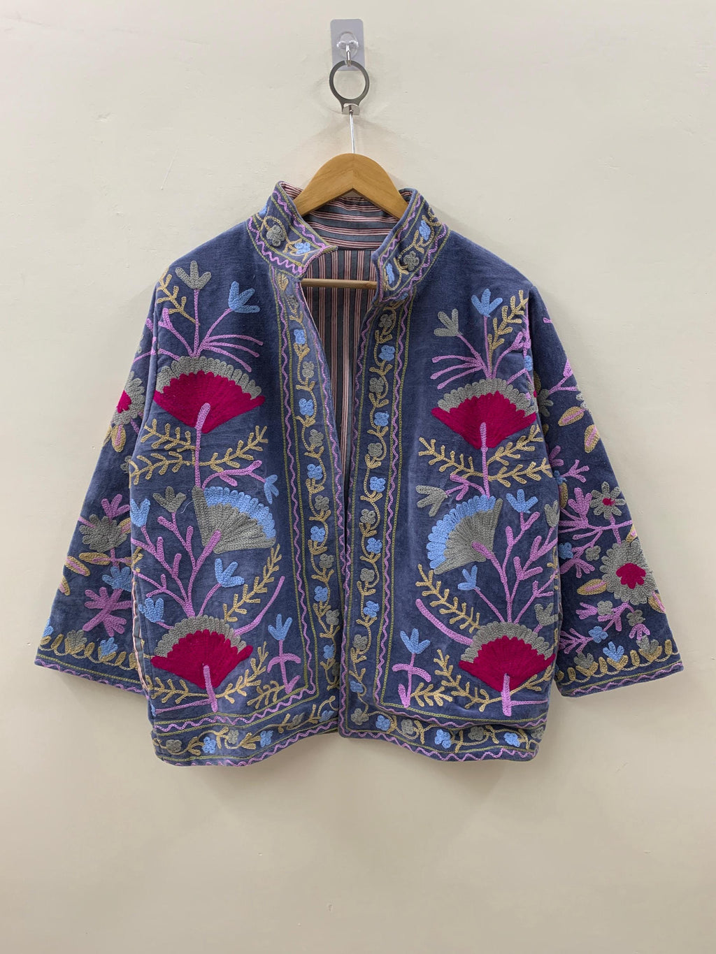Suzani Embroidered Floral Winter Coat  |Short Velvet Jacket | Boho Festival Coat | Ethnic Outerwear | Cropped Bohemian Jacket | Gift For Her