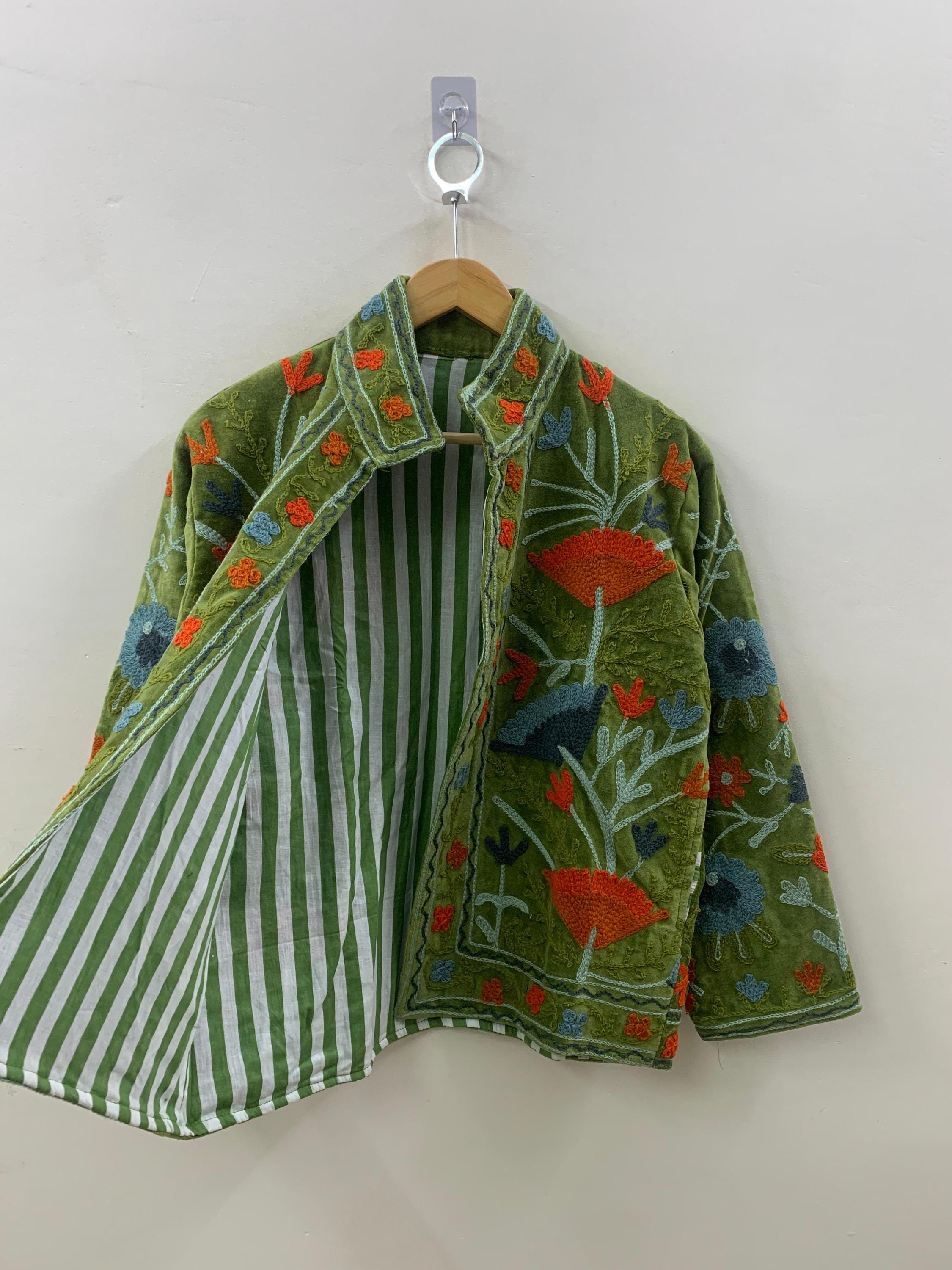 Indian Suzani Velvet Short Jacket | Suzani Embroidery Jacket | Winter Wear Women's Jacket Coat | Suzani Coat | Gift For Her | Duster Jacket