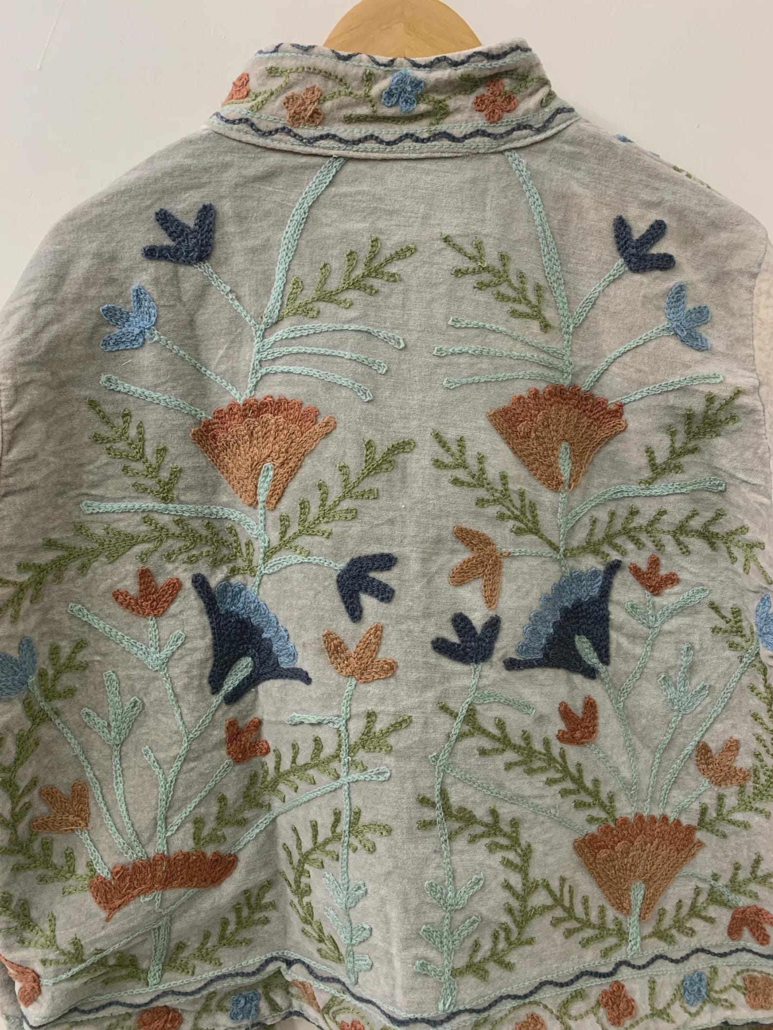 Vintage Velvet Suzani Winter Short Jacket |Boho Floral Jacket | Bomber Suzani Jacket | Winter Warmed Coat | Gift For Her | Duster Boho Coat