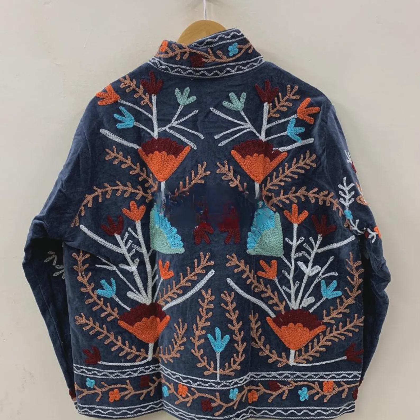 Handmade Suzani Velvet Short Jacket | Suzani Embroidery Jacket |Winter Women's Jacket | Suzani Coat | Gift For Her |Duster Indian Jacket