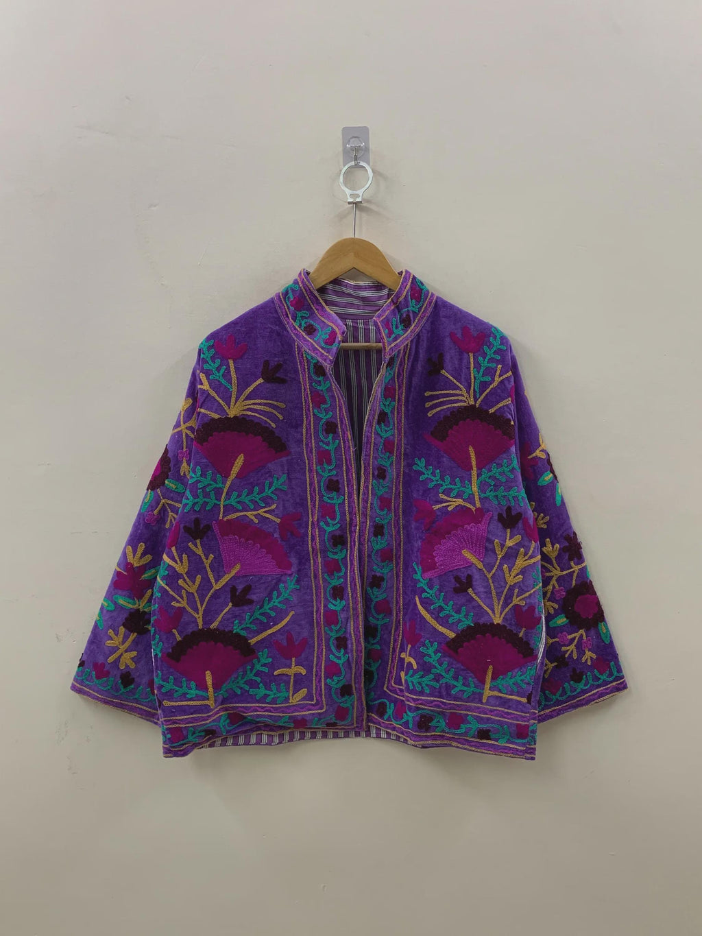 Boho Embroidery Velvet Suzani Jacket | Indian Style Coat  | Unisex Jacket | Bridesmaid Gift | Winter Jacket | Kimono Jacket, Bomber Jacket