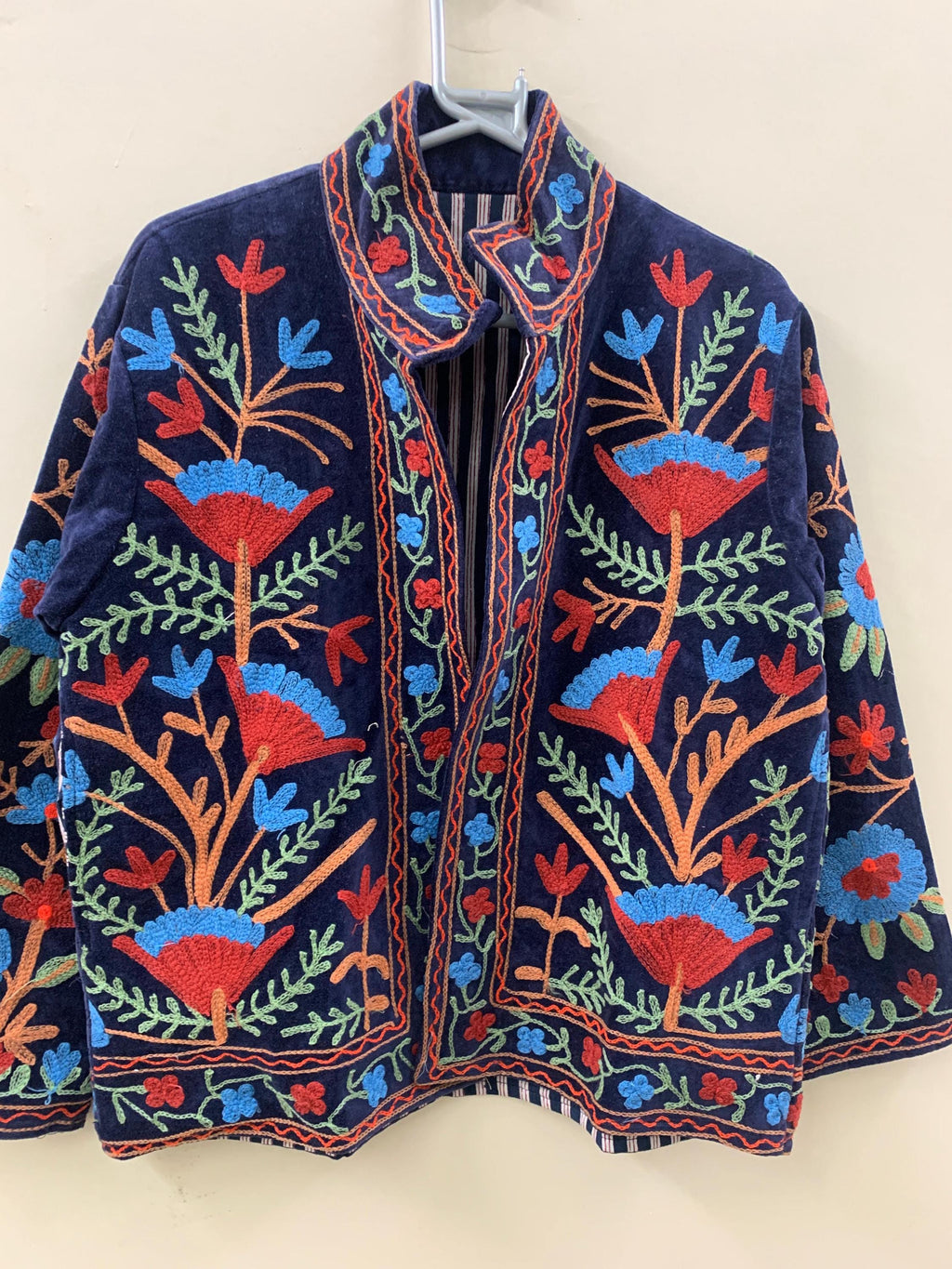 Boho Suzani Velvet Coat | Embroidered Short Jacket Women | Vintage Ethnic Outerwear | Cropped Coat | Winter Wear Outerwear | Gift For Her