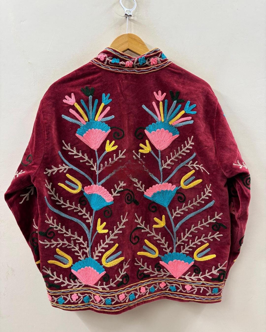 Handmade Suzani Embroidered Velvet Jacket | Bohemian Festival Coat | Traditional Ethnic Wear | Floral Artisan Jacket | Winter Outerwear