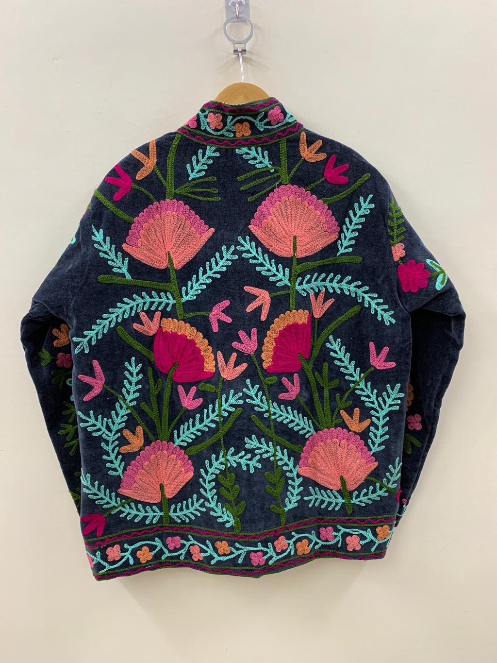 Embroidered Suzani Fabric Short Velvet Jacket | Button Winter Coat | Short Jacket | Spring Bomber Jacket | Gift For Her | Velvet Coat
