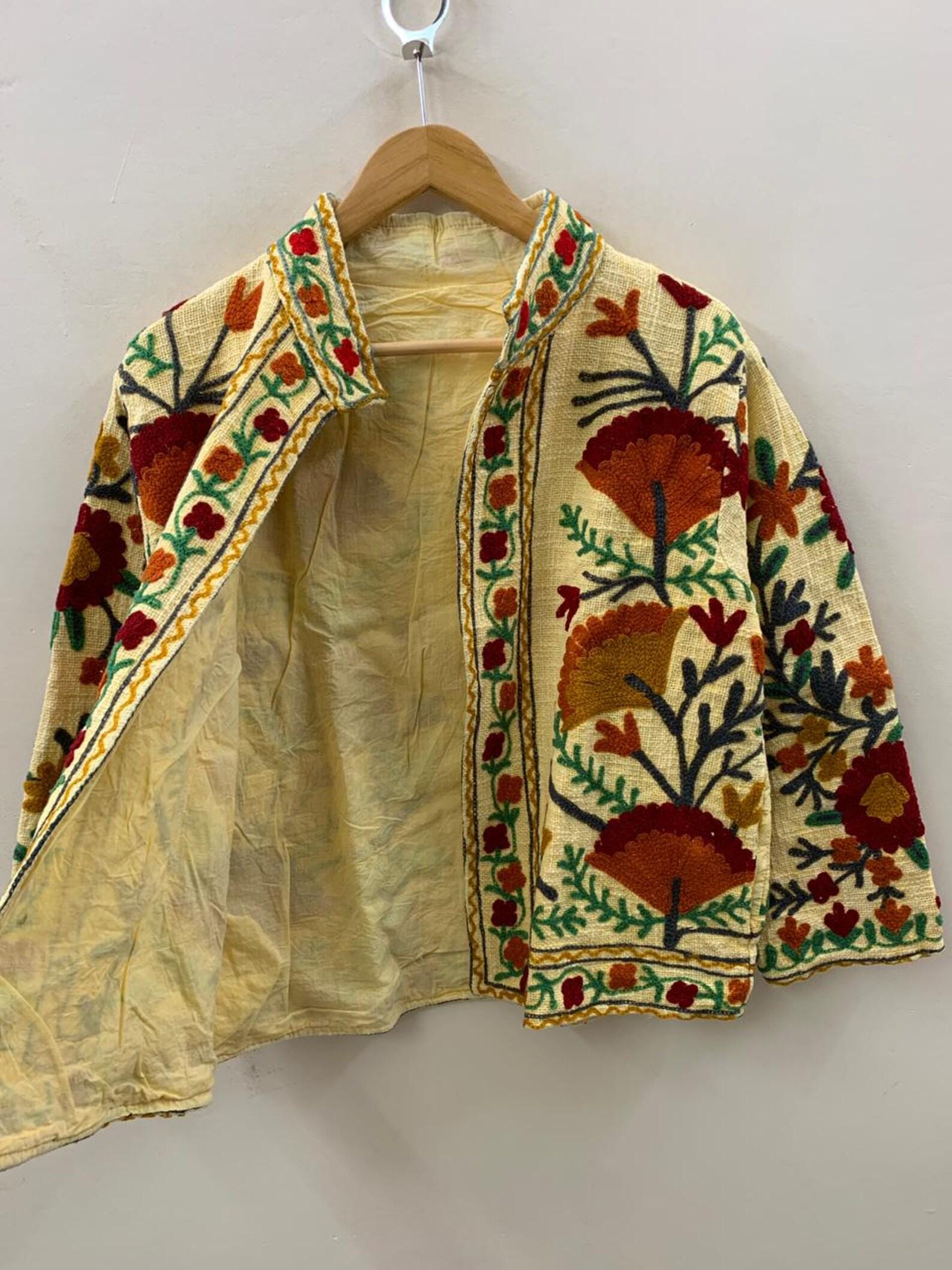 Handmade Suzani Embroidered Jacket – Vintage Uzbek Boho Coat