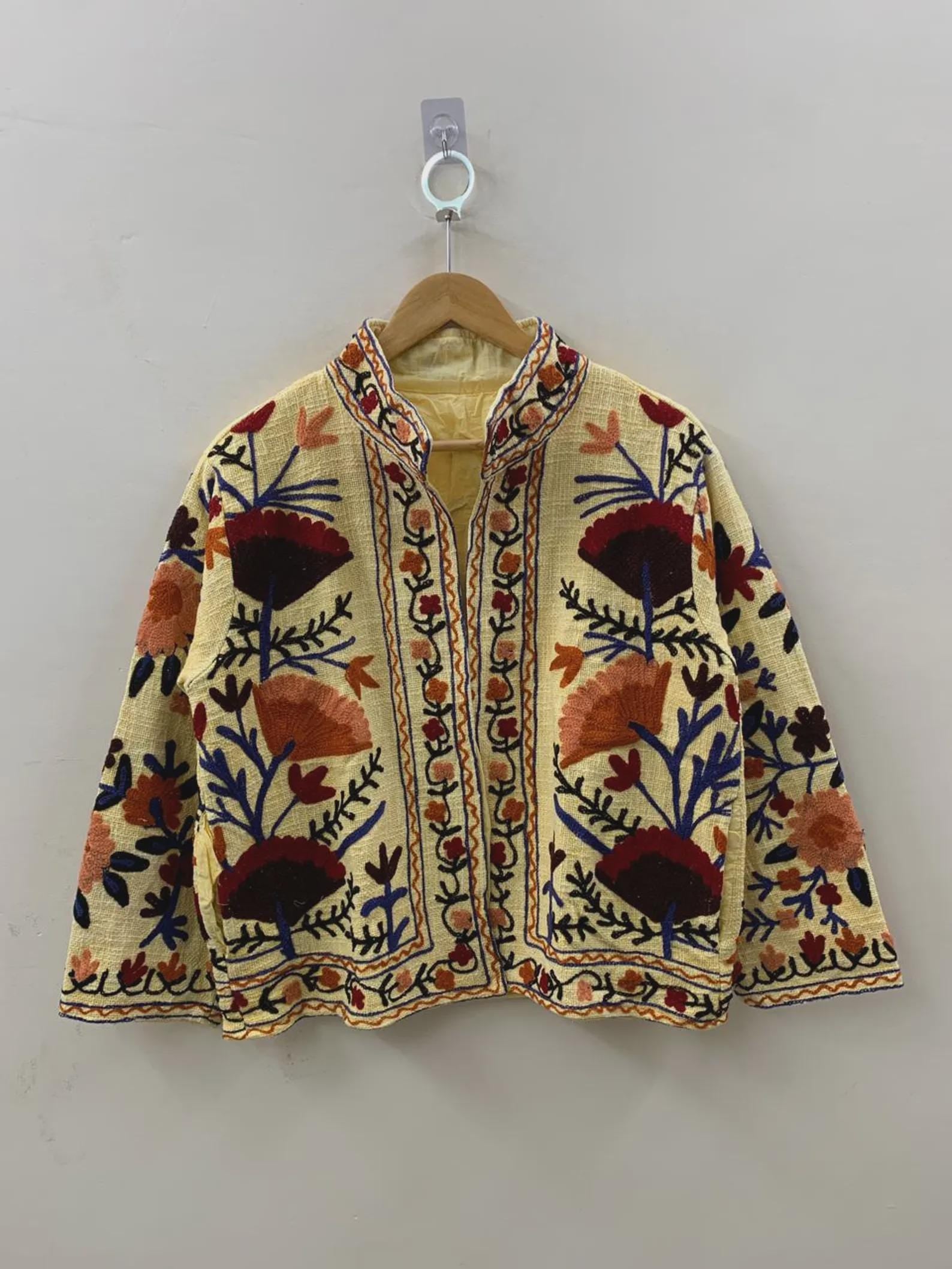 Women's TNT Fabric Suzani Jacket | Boho Coat| Gift For Her| Suzani Embroidery Winter Coat | Duster Coat | Suzani Short Jacket