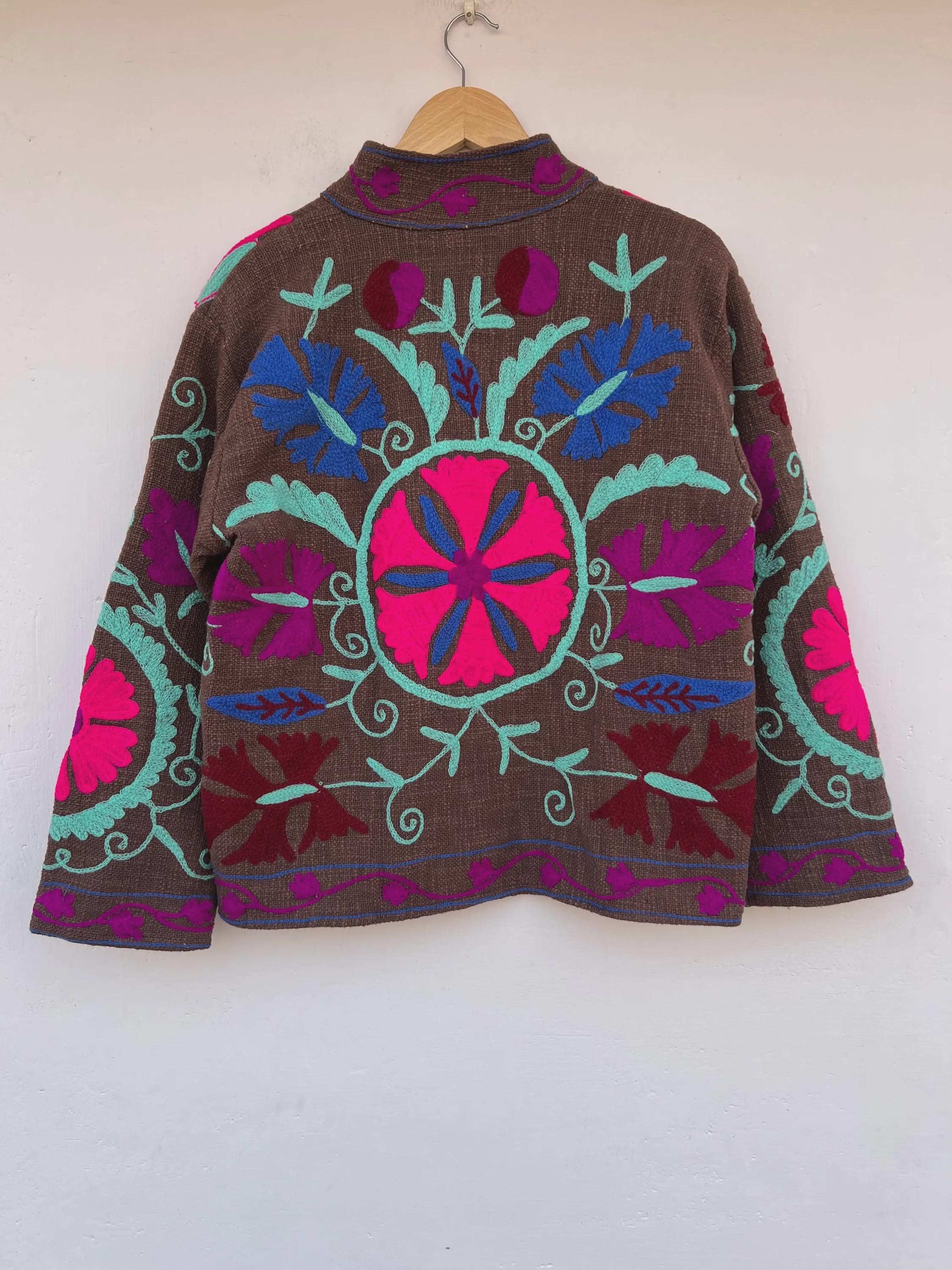 Handmade Cotton Suzani Jacket - Embroidered Tribal Festival Coat
