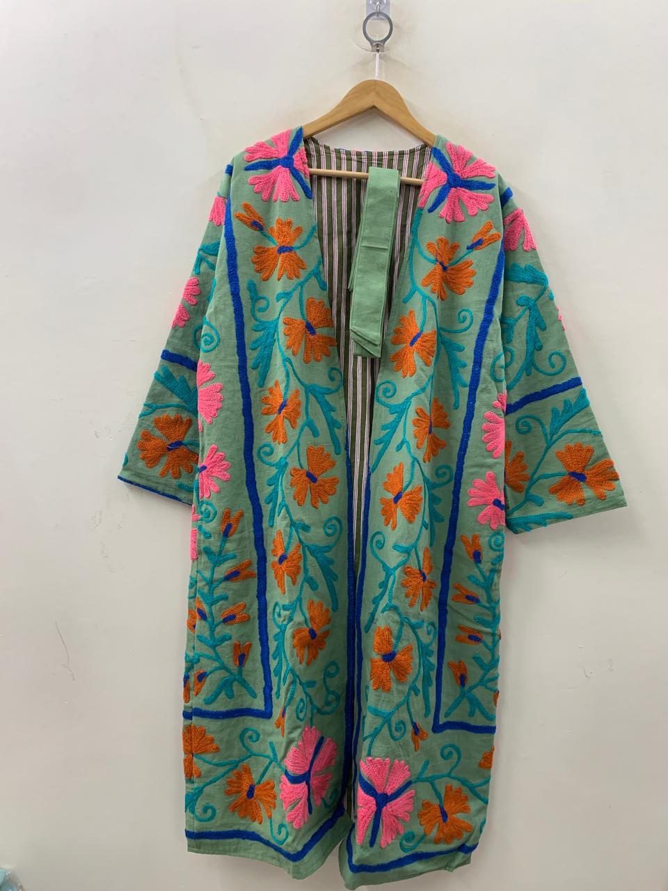 Boho Suzani Cotton Kimono Robe | Vintage Embroidered Uzbek Duster |Gift For Her
