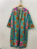Boho Suzani Cotton Kimono Robe | Vintage Embroidered Uzbek Duster |Gift For Her