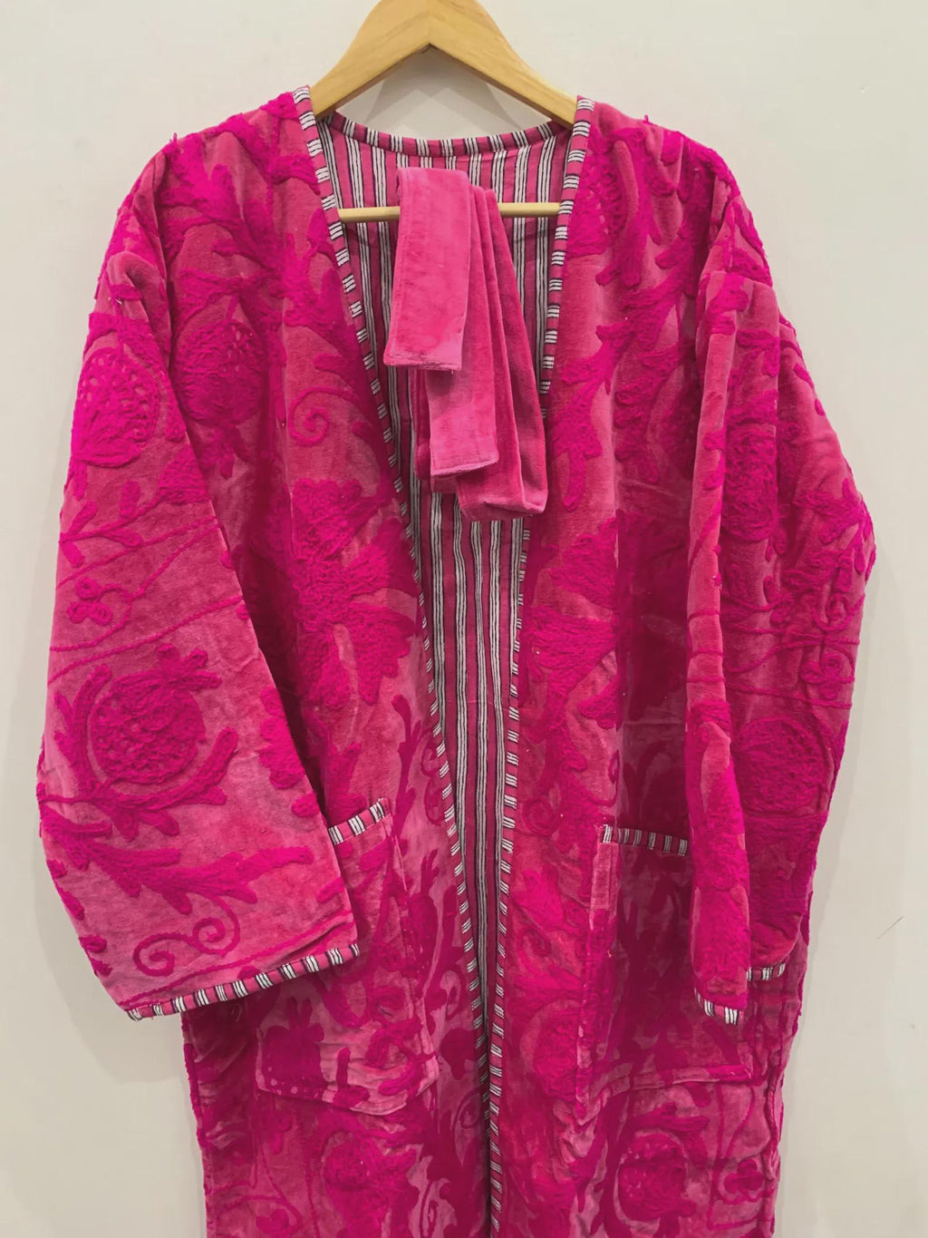 Handmade Bohemian Long Suzani Kimono Robe | Vintage Embroidered Duster Jacket | Uzbek Coat | Boho Festival Outfit | One Size | Duster Robe