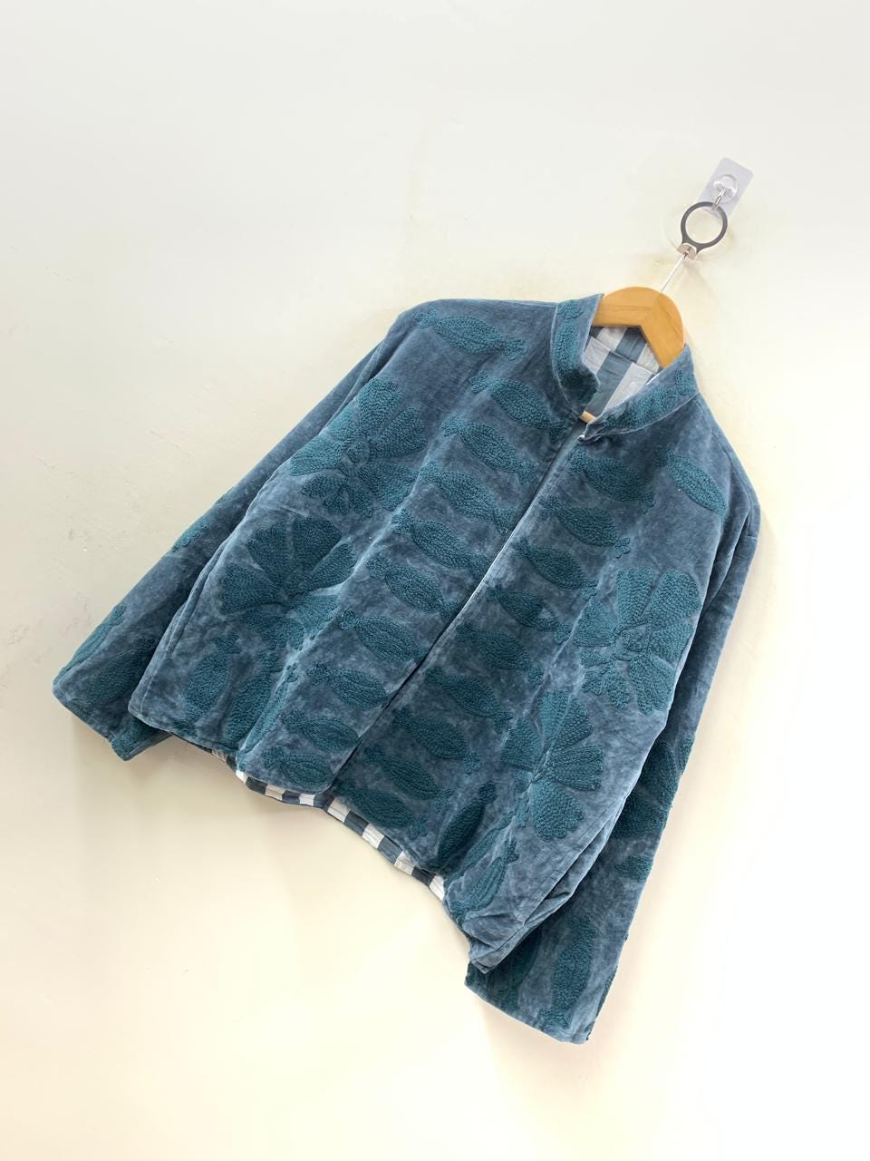 Grey Handmade Velvet Suzani Winter Short Jacket |Boho Floral Jacket | Bomber Suzani Jacket | Winter Warmed Coat | Gift For Her | Duster Coat