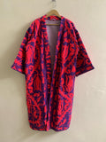 Embroidered Kimono Jacket Gift for Her | Unisex Boho Kimono | Purple Cotton Canvas Robe | Handmade Duster | Beach Cover Up | Festival Wear