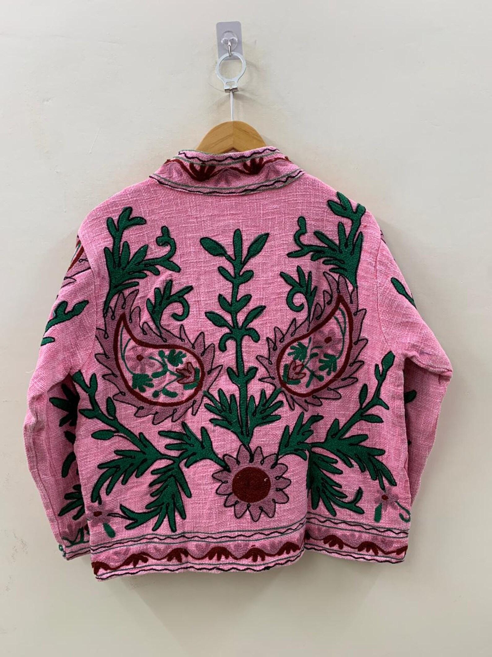 Floral TNT Suzani Jacket | Embroidered Winter Short Coat | Gift For Her