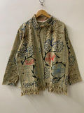 Vintage Style Ethnic Embroidered Cotton Suzani Kimono | Boho Throw Shrug | Tribal Spring Coat | Artisan Duster Jacket