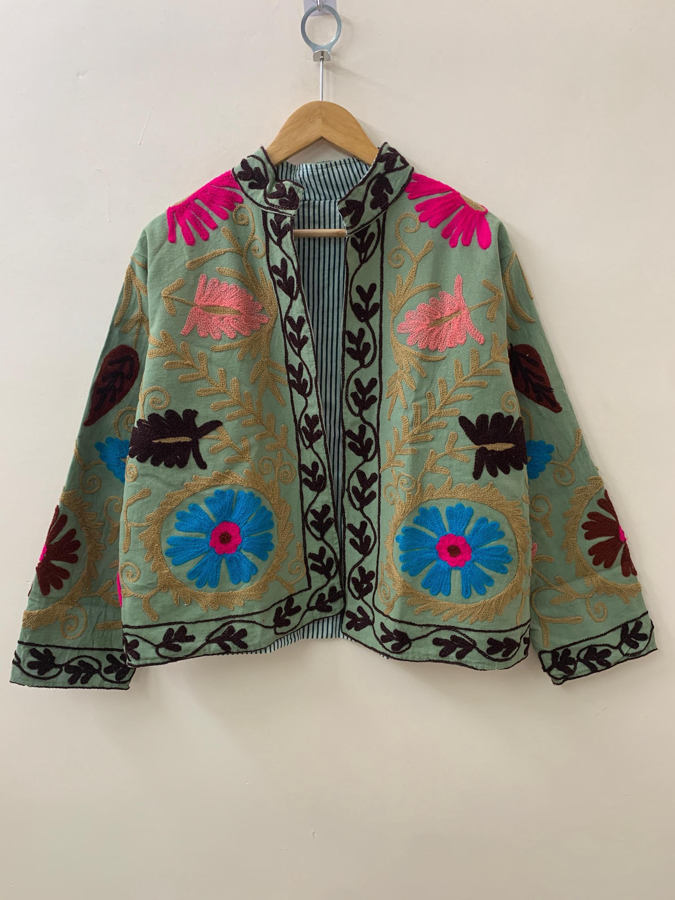 Winter Suzani Jacket | Velvet Suzani Embroidered Jacket | Ethnic Vintage Outerwear | Boho Jacket Women | Uzbek Style Coat | Gift For Her