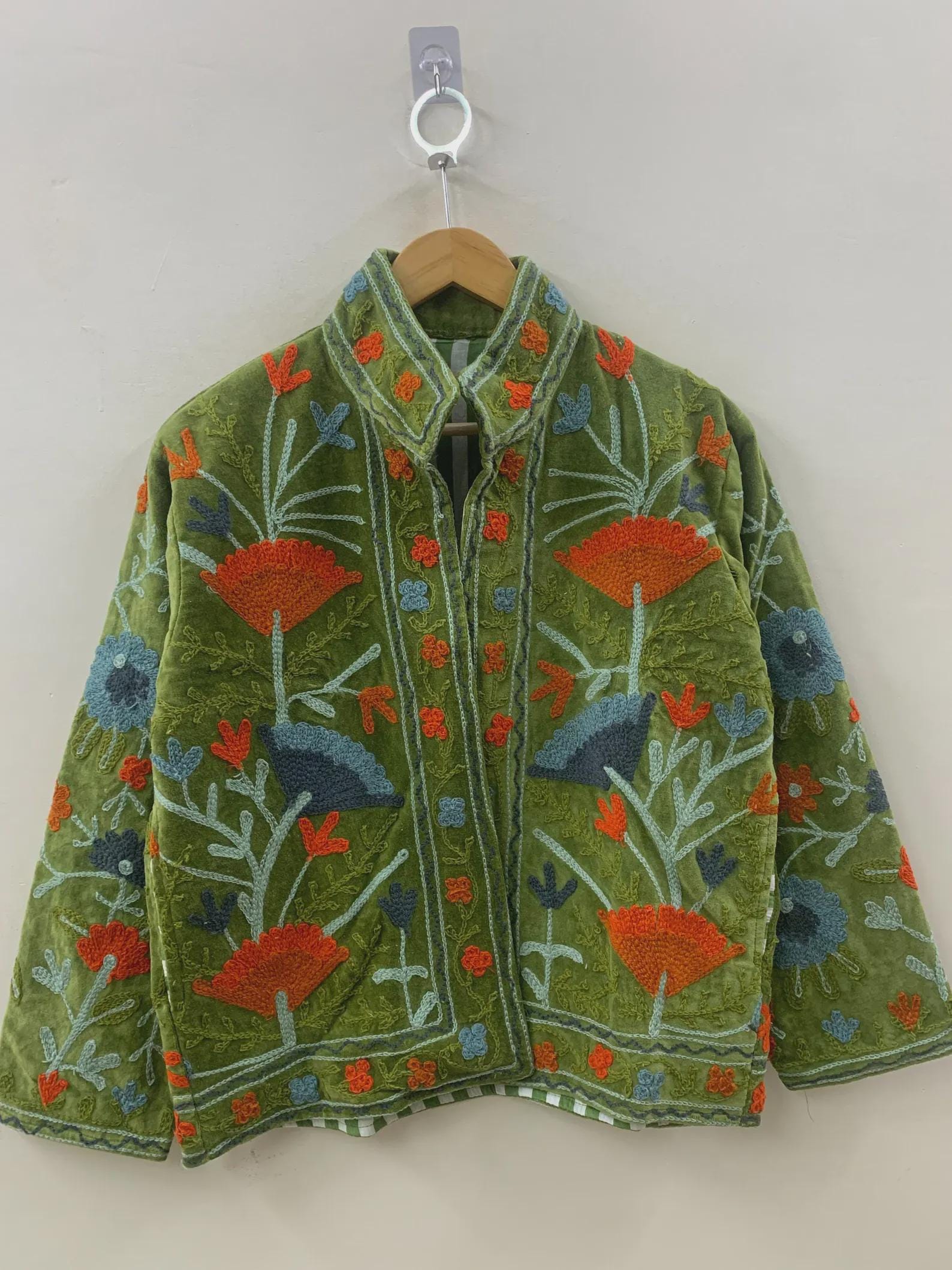 Hand Embroidered Suzani Jacket | Velvet Kimono Jacket | Bohemian Winter Coat | Unisex Jacket | Vintage Style Outerwear | Gift for Women