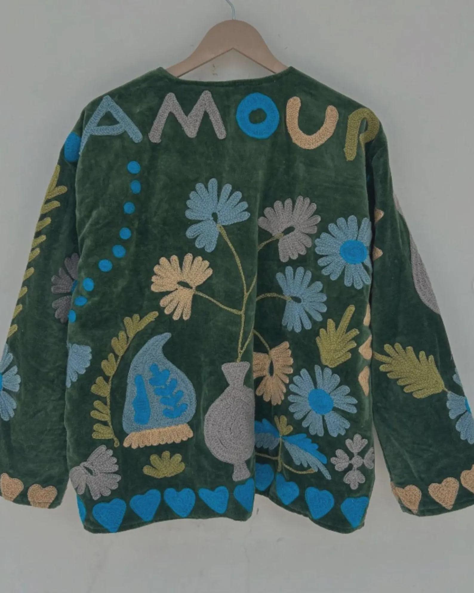 Indian Embroidered Velvet Jacket - Suzani Coat - Festival Bohemian Clothing - Handmade Vintage Style Suzani Jacket -Gift For Her