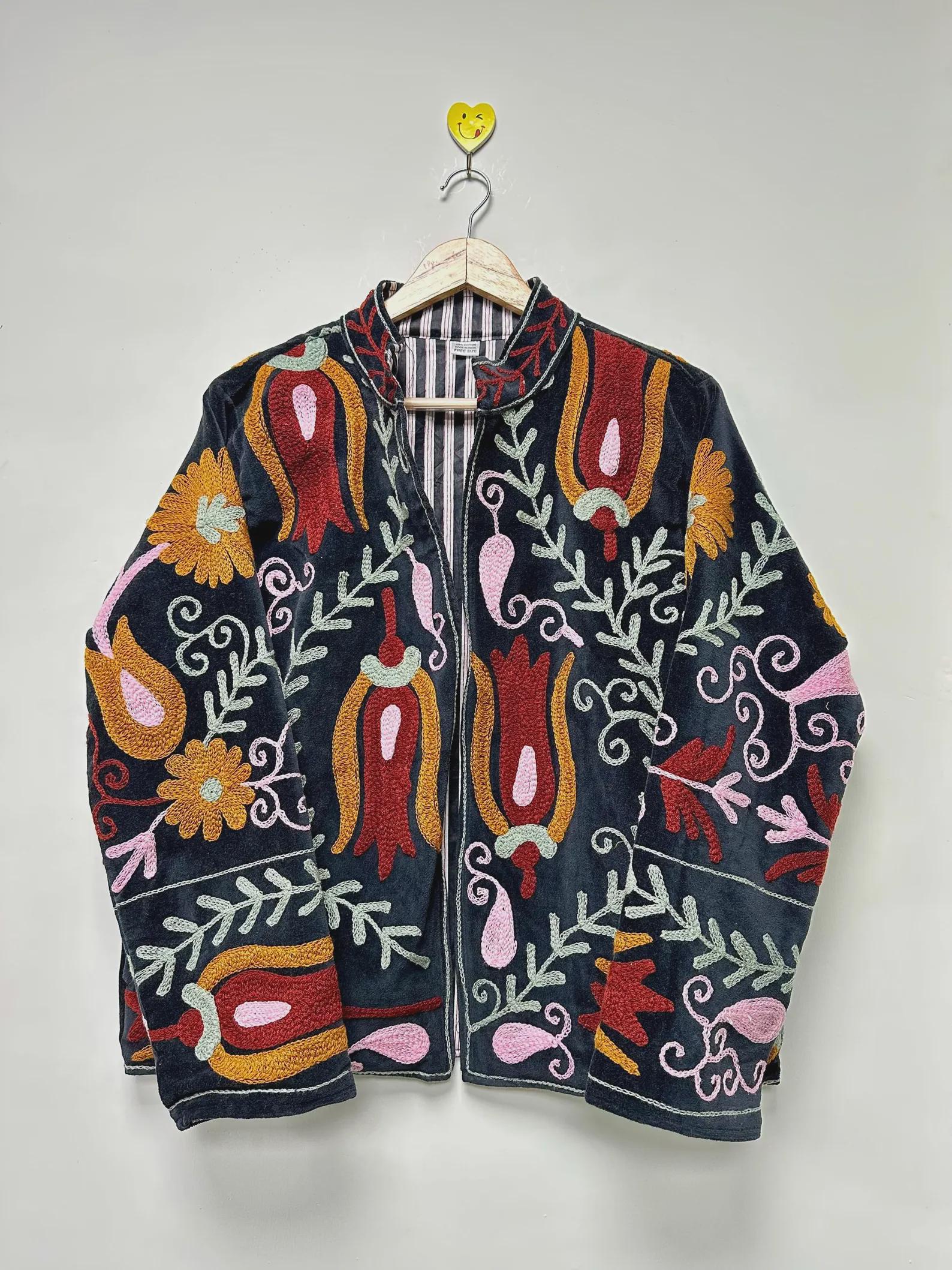 Suzani Velvet Jacket | Handmade Embroidered Bohemian Festival Coat | Gift For Her