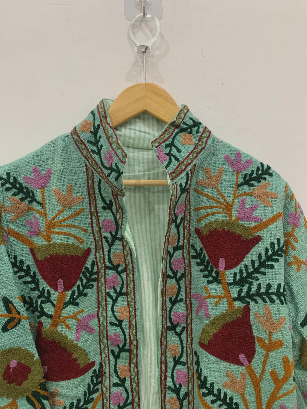 Pink Cotton Suzani Short Jacket | Handmade Embroidered Boho Coat | Floral Bohemian Festival Jacket | Ethnic Artisan Outerwear | Gift for Her