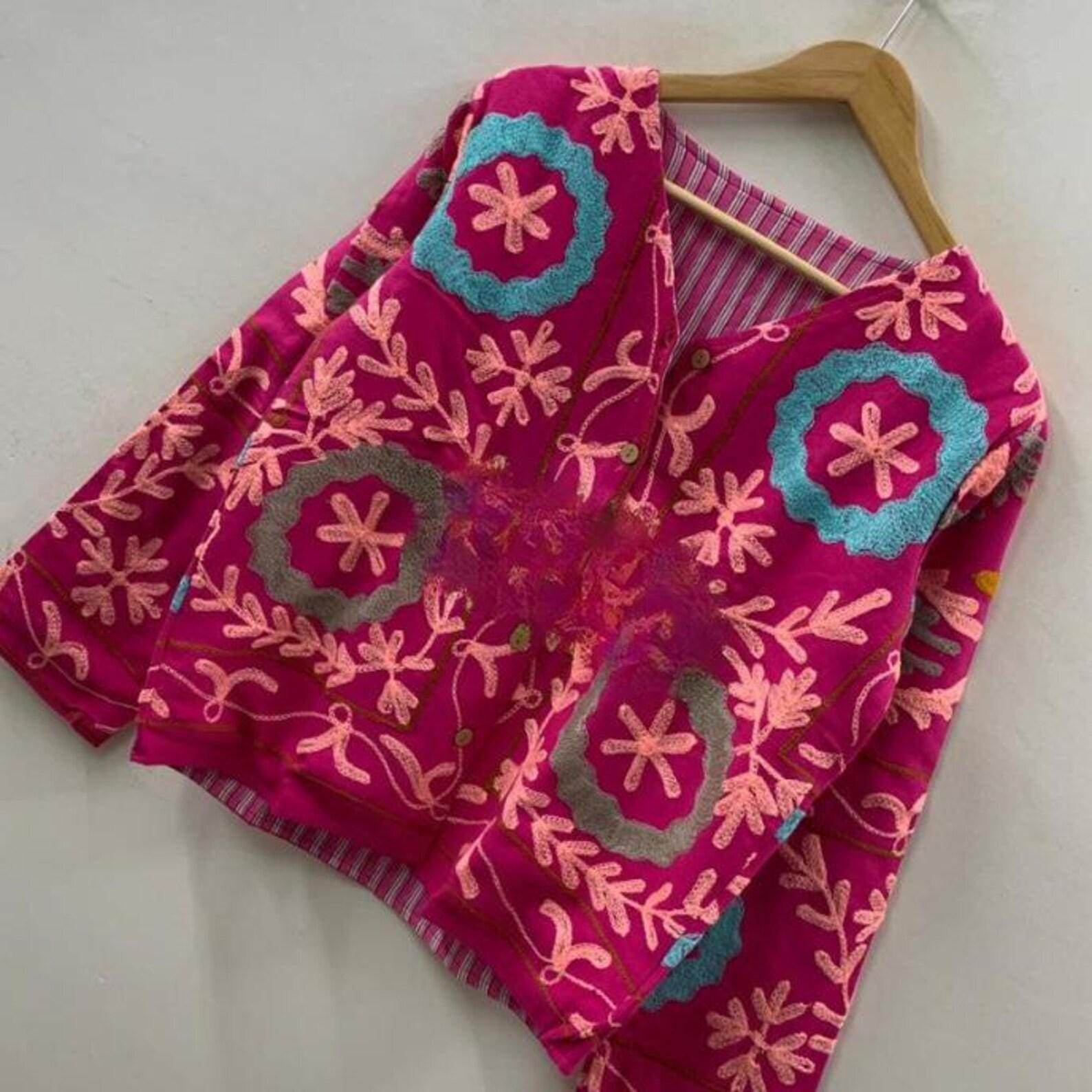 Indian Embroidered Velvet Jacket - Suzani Coat - Festival Bohemian Clothing - Handmade Vintage Style Suzani Jacket -Gift For Her