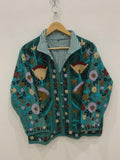 Green Velvet Suzani Embroidered Jacket | Partywear Tailored Jacket |Bomber Coat | Hippie Jacket | Style Coat | Gift For Her |Winter Coat